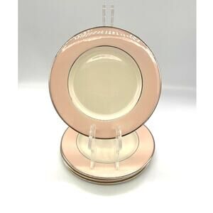 Vintage Colonial Fine China Porcelain Pink & White Set of 4 Bread Plates 6.25"